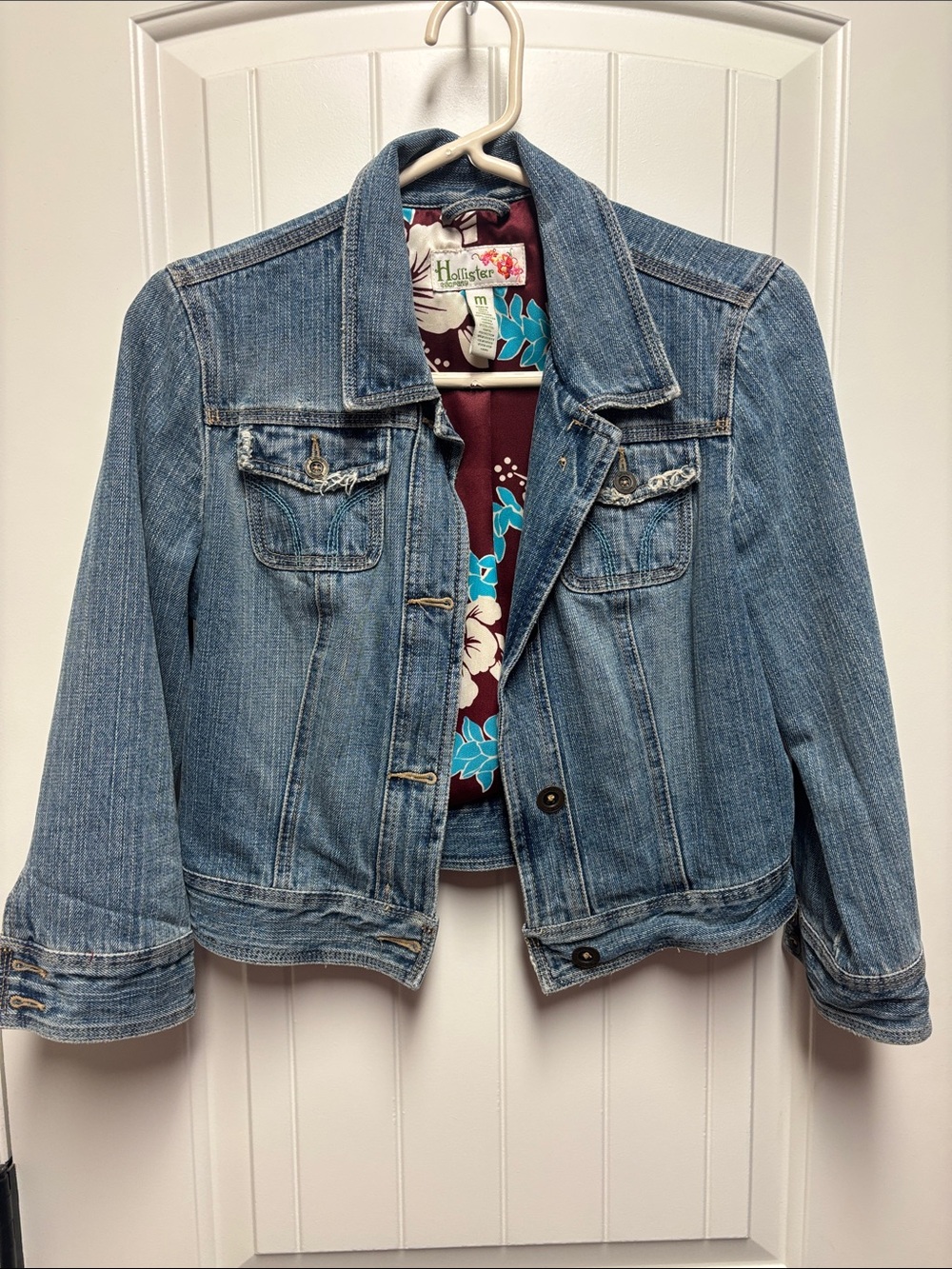 Vintage Hollister Denim Jacket Floral Lining Medium Wash Size M